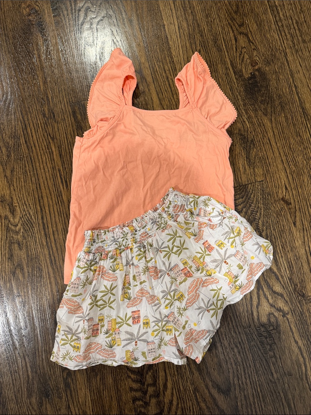 Janie and Jack Coral Tank with Printed White Skirt